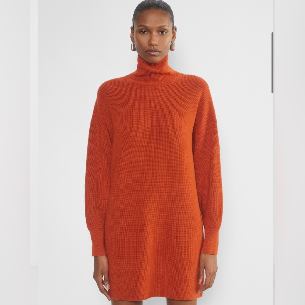 NWT Aritzia Maclean Merino Wool Dress Oversized Turtleneck Sweater sz Small Red - Picture 3 of 9